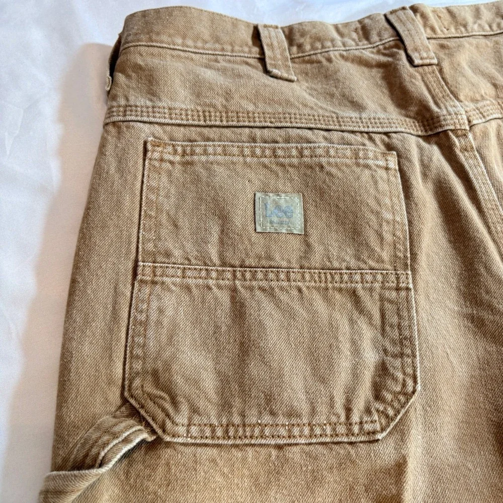 Lee Carpenter Pants Mens 38x32 Brown Duck Canvas Dungarees Work Utility Jeans